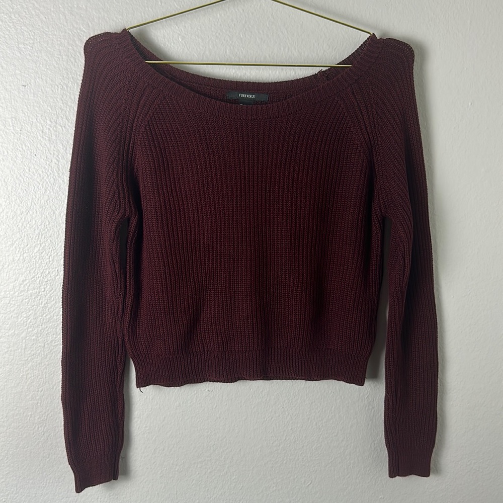 Forever 21 Burgundy Knit Long Sleeve Sweater